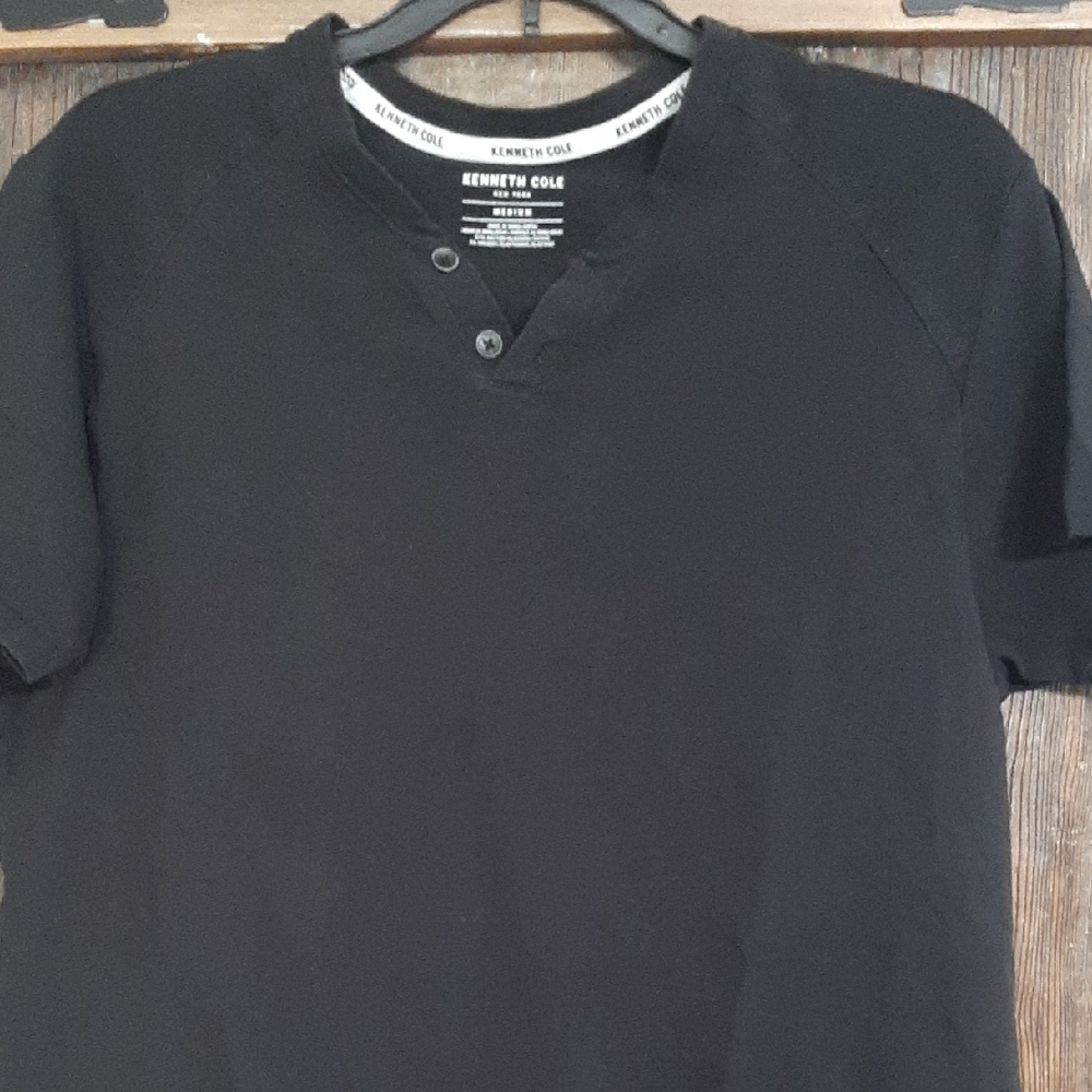 Kenneth Cole Black Buttoned Tee